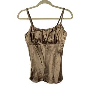 B.Wear Tank Women M Gold Milkmaid Ruched Vintage Y2K USA Bratz Spring Spice Girl